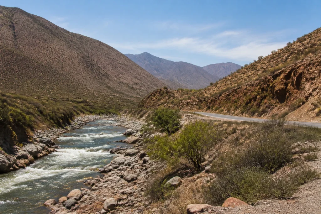 Dry Andean mountain scenery around Cacheuta in Mendoza Province
