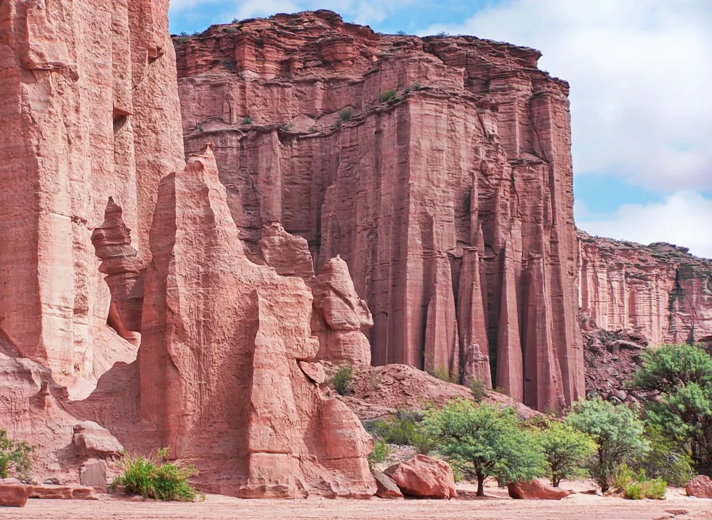 Red canyon walls at Talampaya National Park in Argentina.