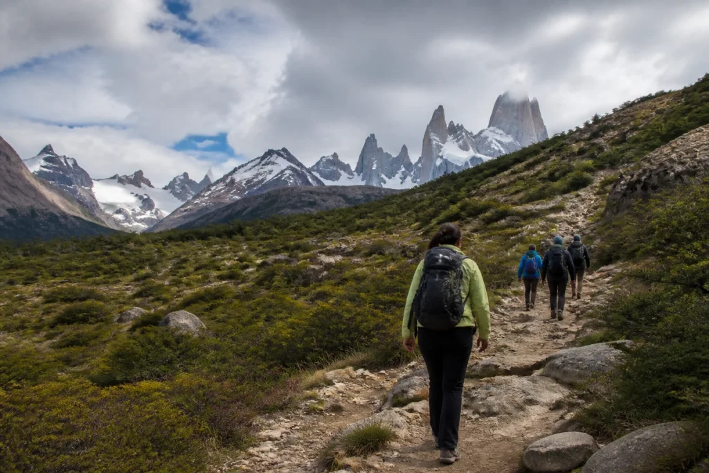 Trekking path in the mountain landscape around El Chaltén