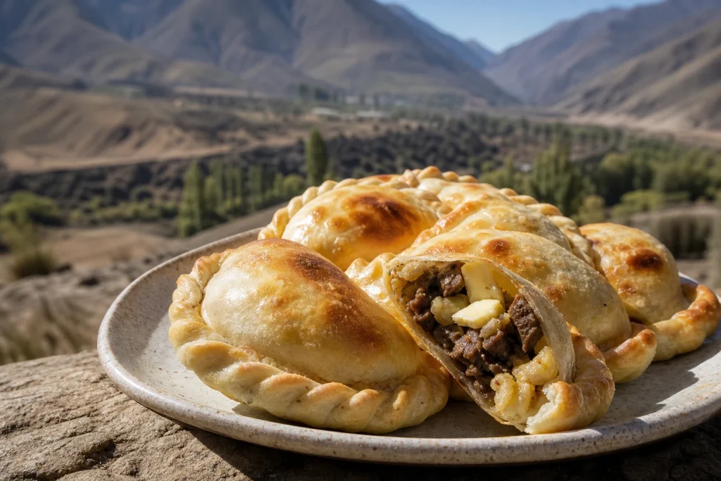 Golden empanadas salteñas with a traditional beef and potato filling
