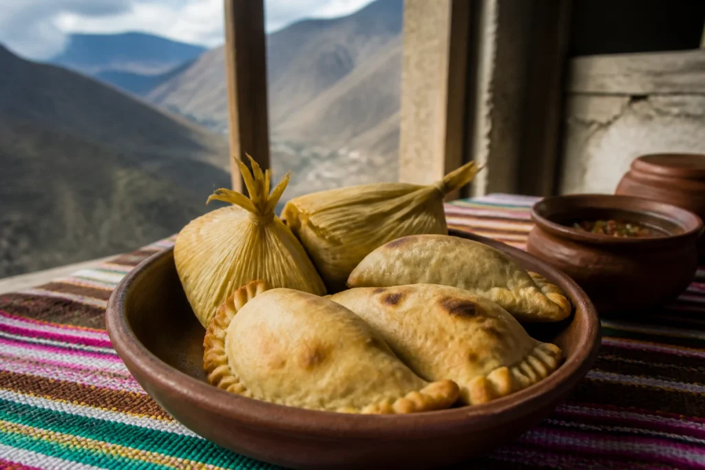 Empanadas and humitas representing traditional northwestern Argentine food in Salta