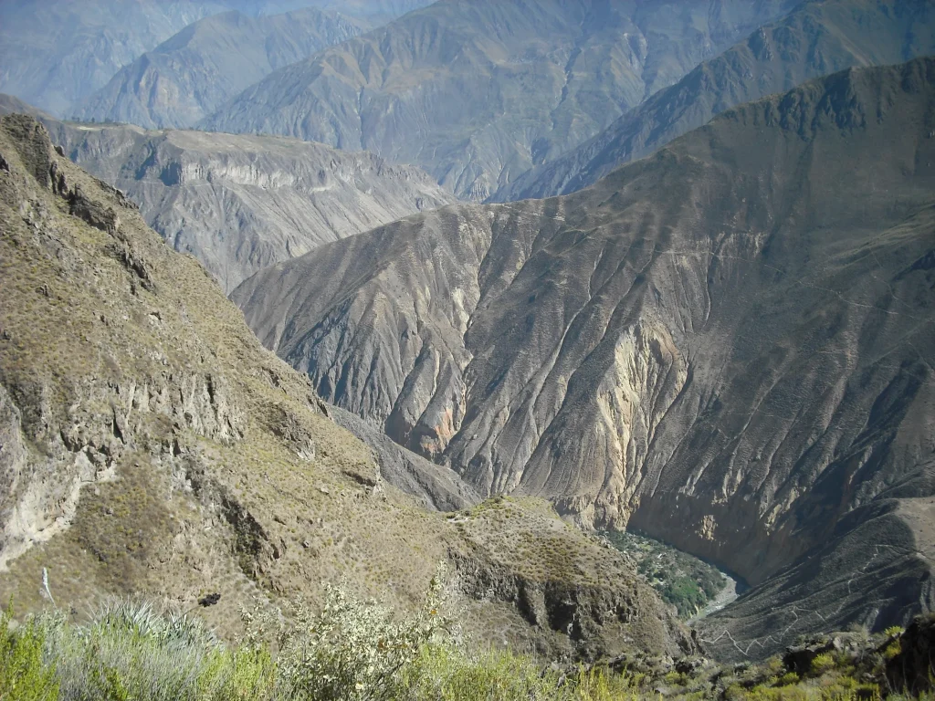 Wide view of Colca Canyon in the Arequipa region of Peru