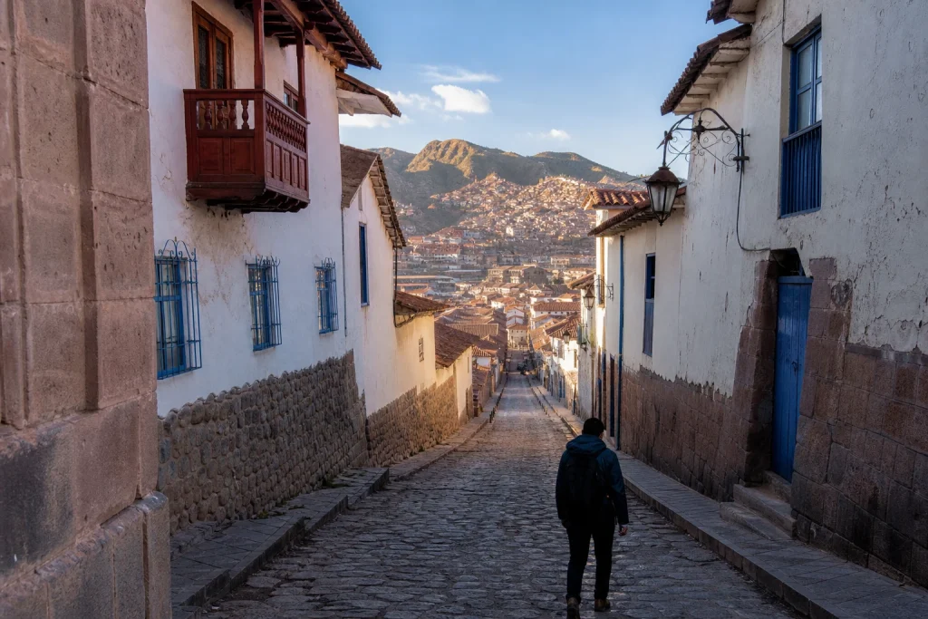 Street-level view of Cusco Historic Center in Peru