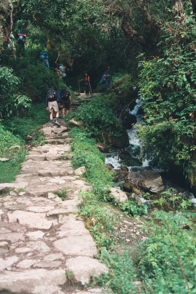 Small trekking group on the Inca Trail in Peru