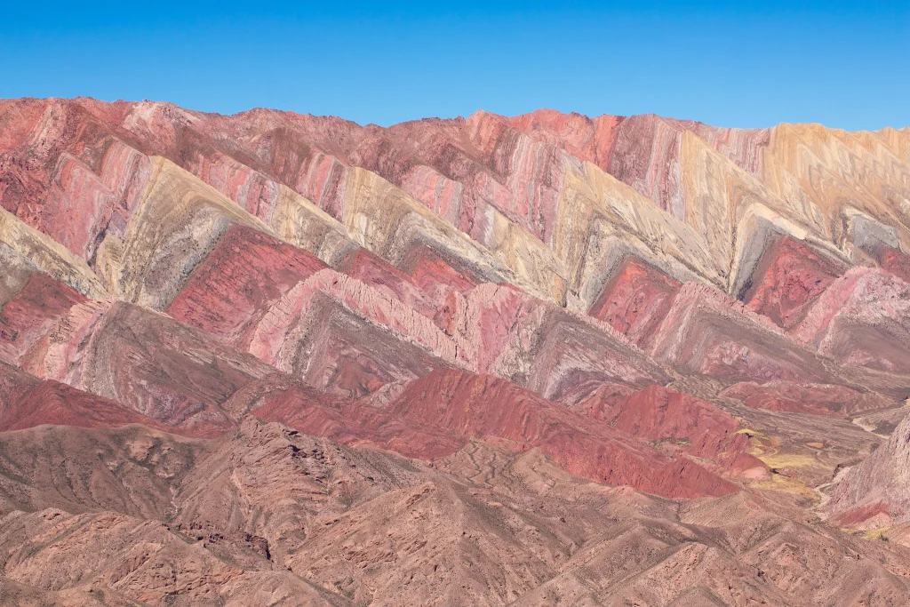 Natural colored layers across Serranía de Hornocal in afternoon light