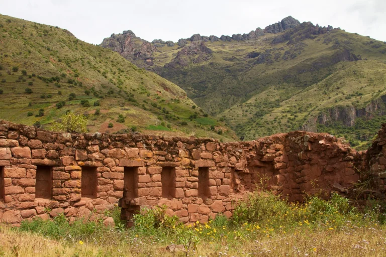 Wide view of the Sacred Valley of the Incas in Cusco, Peru.