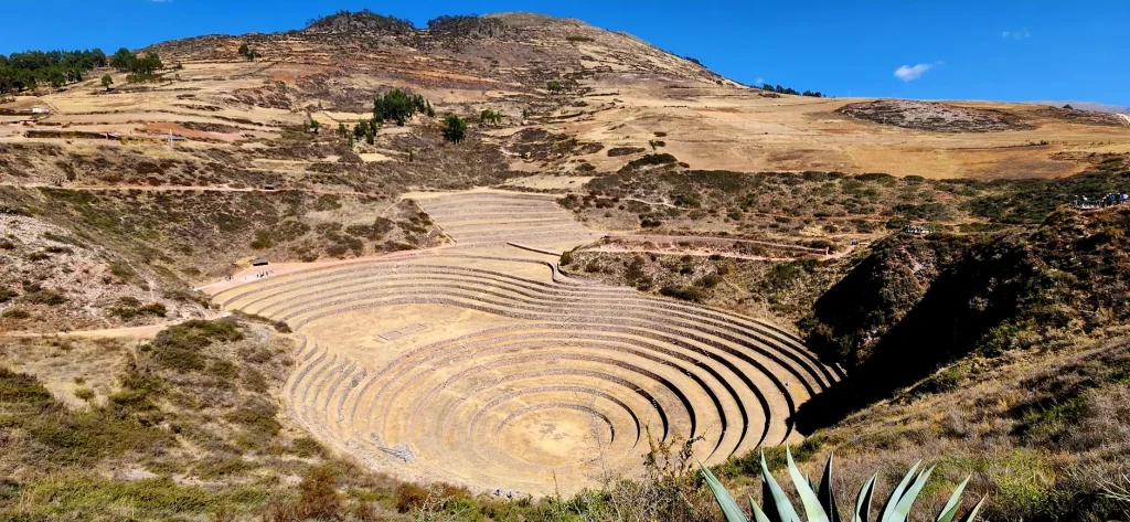 Circular terraces at Moray Archaeological Park in Cusco, Peru.