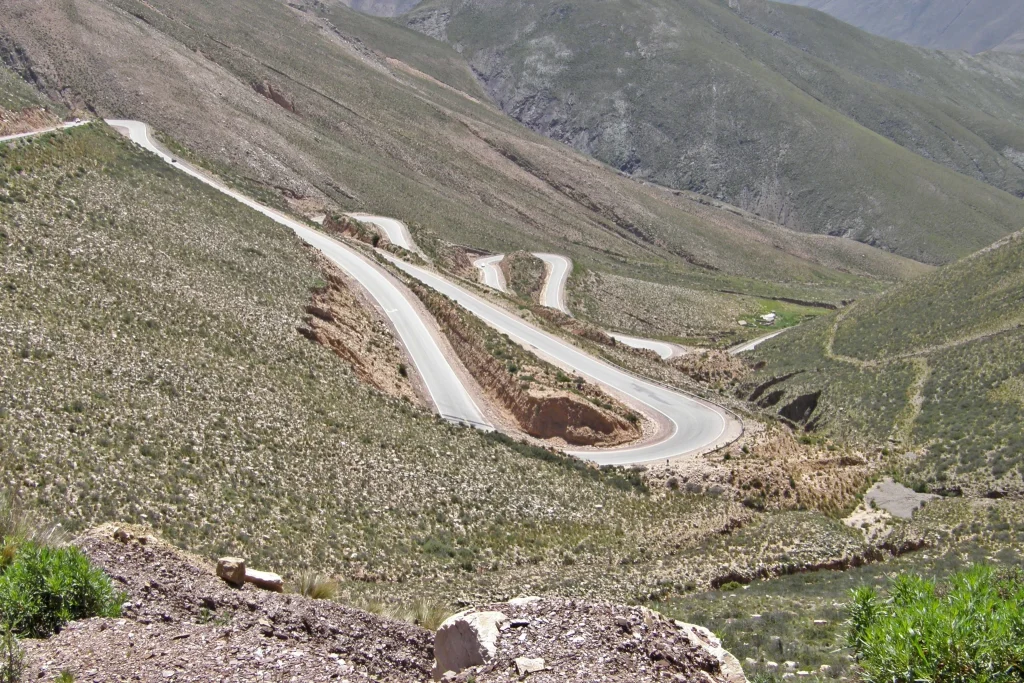 Paved RN 52 climbing through the Jujuy highlands toward Susques