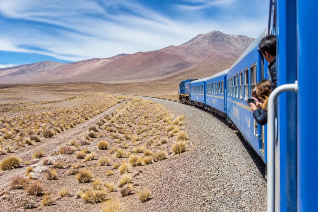 Train to the Clouds crossing the high-altitude Puna landscape