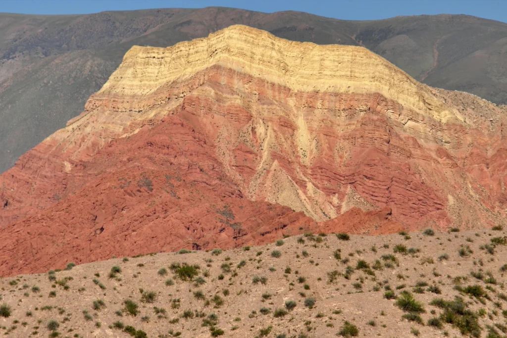 Colorful layered mountains in the Quebrada de Humahuaca, Jujuy