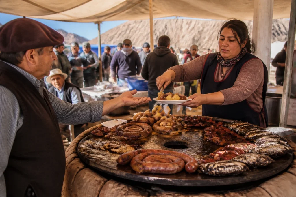 Freshly cooked regional food served at a northern Argentina market