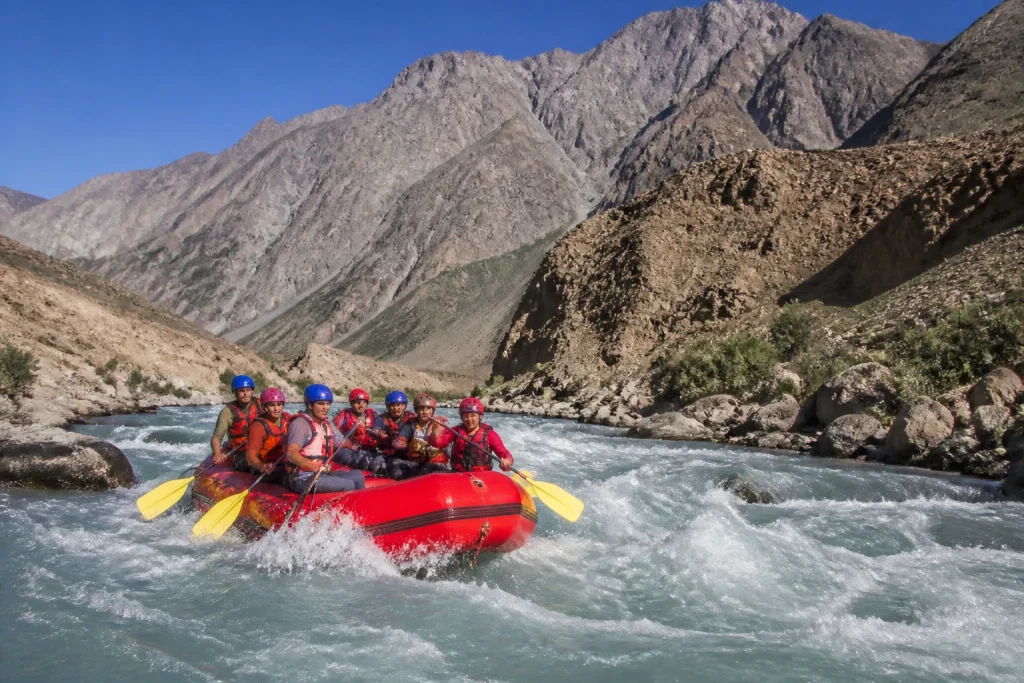 Rafting on an Andean river in Mendoza during summer