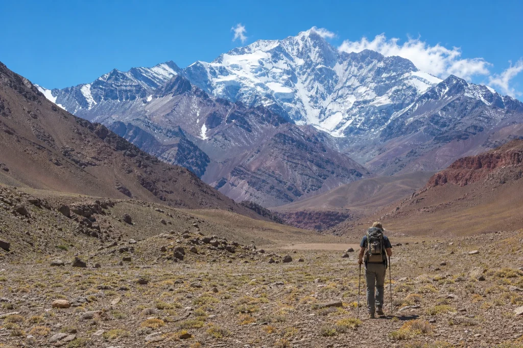 Aconcagua massif rising above the rugged landscape of Parque Provincial Aconcagua