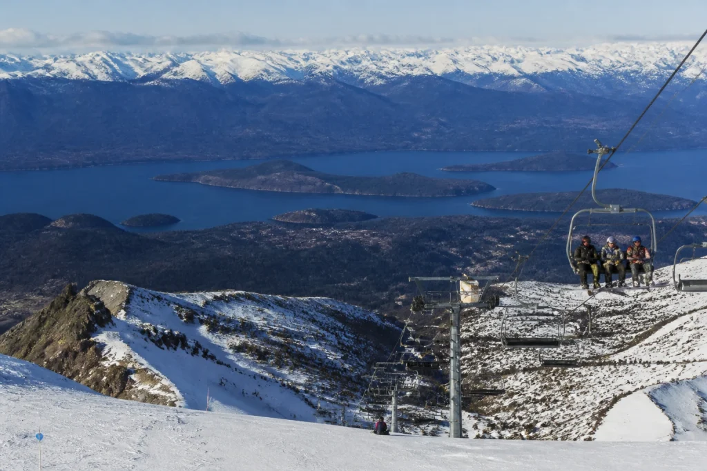 Snowy slopes and chairlift at Cerro Catedral near Bariloche