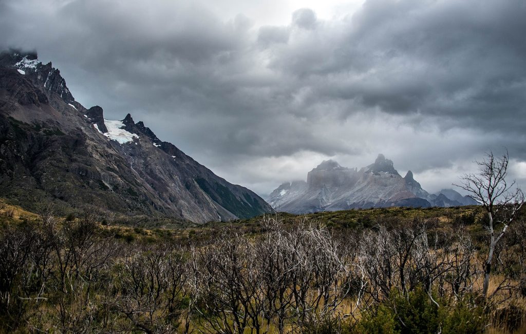 Clouds over the Torres del Paine massif in Chilean Patagonia
