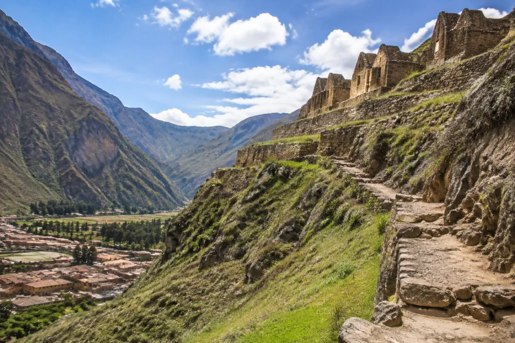 Pinkuylluna archaeological site on the hillside above Ollantaytambo